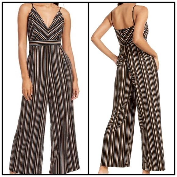 Emerald Sundae Striped Jumpsuit Charcoal Size XXL - Picture 2 of 11